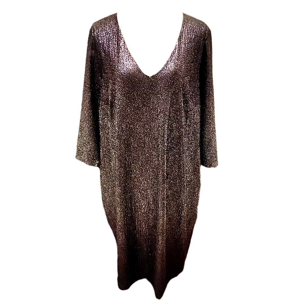 Purple Ombre Metallic Cocktail Dress V Neck 26/28 Lane Bryant New With T… - Picture 3 of 10